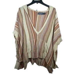 Costa Blanca Collection Deep V-Neck Open Side Poncho Sweater Boho Size XS